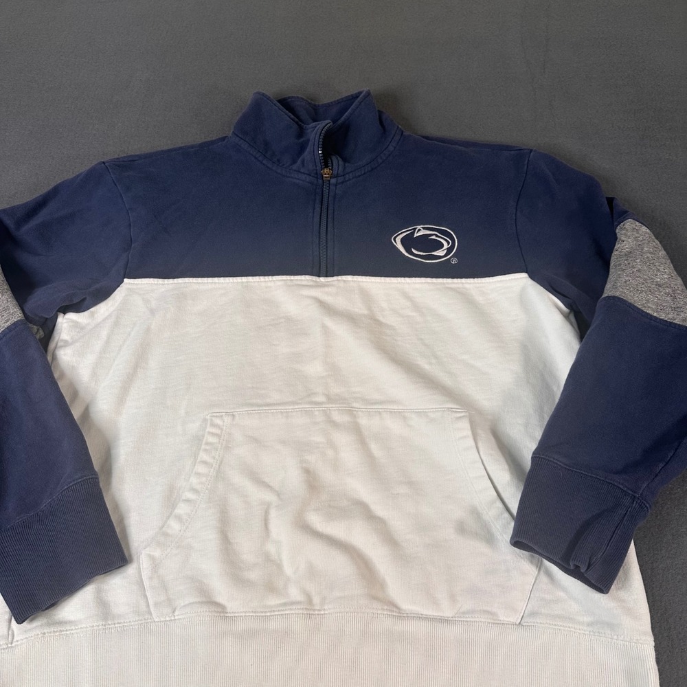 Tailgate Penn State Nittany Lions Quarter Zip Sweatshirt Mens Medium Navy White